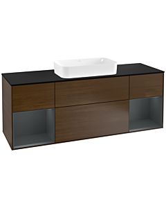 Villeroy und Boch Finion Villeroy und Boch Finion F332HGGN 160x60.3cm, cover plate black matt, shelves midnight matt lacquer, walnut veneer