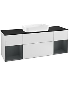 Villeroy und Boch Finion Villeroy und Boch Finion F332HGMT 160x60.3cm, cover plate black matt, shelves midnight matt lacquer, white matt lacquer