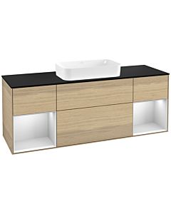 Villeroy und Boch Finion Villeroy und Boch Finion F332MTPC 160x60.3cm, cover plate black matt, shelves white matt lacquer, Oak Veneer