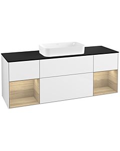 Villeroy und Boch Finion Villeroy und Boch Finion F332PCGF 160x60.3cm, cover plate black matt, shelves Oak Veneer , glossy white lacquer