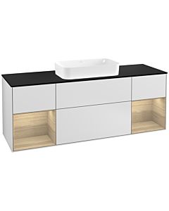 Villeroy und Boch Finion Villeroy und Boch Finion F332PCMT 160x60.3cm, cover plate black matt, shelves Oak Veneer , white matt lacquer