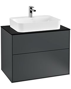 Villeroy und Boch Finion Waschtischunterschrank F34200HG 80x60,3cm, Abdeckplatte black matt, Midnight Blue Matt Lacquer