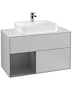 Villeroy und Boch Finion Villeroy und Boch Finion F361GKGJ 100cm, cover plate white matt, shelf left anthracite matt, light gray matt