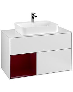 Villeroy und Boch Finion Villeroy und Boch Finion F361HBMT 100cm, cover plate white matt, shelf left Peony , white matt lacquer