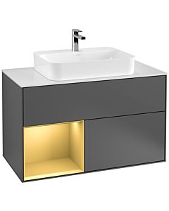 Villeroy und Boch Finion Villeroy und Boch Finion F361HFGK 100cm, cover plate white matt, shelf left gold matt, anthracite matt