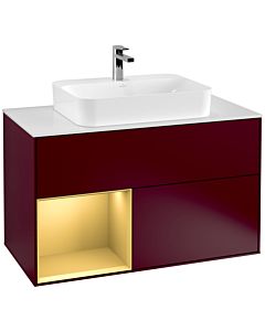 Villeroy und Boch Finion Villeroy und Boch Finion F361HFHB 100cm, cover plate white matt, shelf left gold matt, Peony Matt