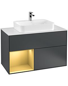 Villeroy und Boch Finion Villeroy und Boch Finion F361HFHG 100cm, cover plate white matt, shelf left gold matt, midnight Blue Matt Lacquer