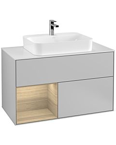 Villeroy und Boch Finion Villeroy und Boch Finion F361PCGJ 100cm, cover plate white matt, shelf left Oak Veneer , light gray matt