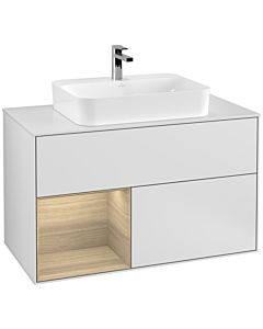 Villeroy und Boch Finion Villeroy und Boch Finion F361PCMT 100cm, cover plate white matt, shelf left Oak Veneer , white matt lacquer