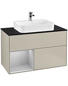 Villeroy und Boch Finion Villeroy und Boch Finion F362GJHH 100cm, cover plate black matt, shelf left light gray matt, Sand Matt Lacquer