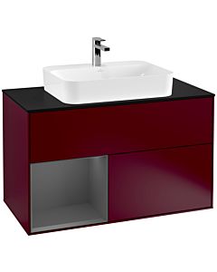 Villeroy und Boch Finion Villeroy und Boch F362GKHB 100cm, plaque de finition noir mat, étagère gauche anthracite mat, Peony Matt