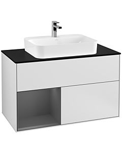 Villeroy und Boch Finion Villeroy und Boch Finion F362GKMT 100cm, cover plate black matt, shelf left anthracite matt, white matt lacquer