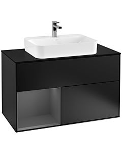 Villeroy und Boch Finion Villeroy und Boch Finion F362GKPD 100cm, cover plate black matt, shelf left anthracite matt, black matt lacquer