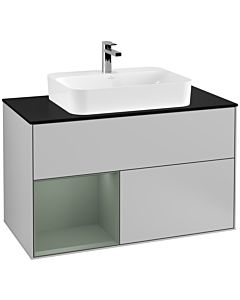 Villeroy und Boch Finion Villeroy und Boch Finion F362GMGJ 100cm, cover plate black matt, shelf left Olive Matt Lacquer , light gray matt