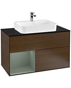 Villeroy und Boch Finion Villeroy und Boch Finion F362GMGN 100cm, cover plate black matt, shelf left Olive Matt Lacquer , Olive Matt Lacquer veneer