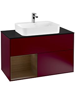 Villeroy und Boch Finion Villeroy und Boch F362GNHB 100cm, plaque de finition noir mat, étagère gauche placage Peony Matt , Peony Matt