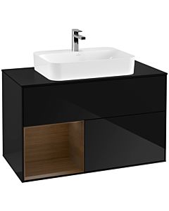 Villeroy und Boch Finion Villeroy und Boch F362GNPH 100cm, plaque de finition noir mat, étagère gauche placage Glossy Black Lacquer , Glossy Black Lacquer