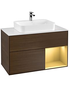 Villeroy und Boch Finion Villeroy und Boch Finion F371HFGN 100cm, cover plate white matt, shelf on the right gold matt, walnut veneer