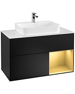 Villeroy und Boch Finion Villeroy und Boch Finion F371HFPD 100cm, cover plate white matt, shelf on the right gold matt, black matt lacquer