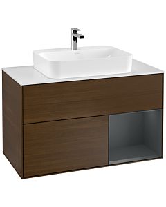 Villeroy und Boch Finion Villeroy und Boch Finion F371HGGN 100cm, cover plate white matt, shelf on the right Midnight Blue Matt Lacquer , Blue Matt Lacquer veneer