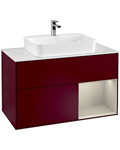 Villeroy und Boch Finion Villeroy und Boch F371HHHB 100cm, plaque de finition blanc mat, étagère à droite Sand matt, Peony Matt