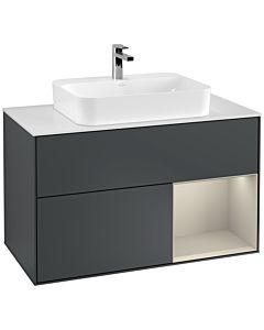 Villeroy und Boch Finion Villeroy und Boch Finion F371HHHG 100cm, cover plate white matt, shelf on the right Sand matt, midnight Blue Matt Lacquer