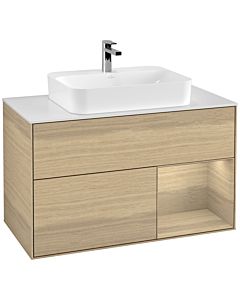 Villeroy und Boch Finion Villeroy und Boch Finion F371PCPC 100cm, cover plate white matt, shelf on the right Oak Veneer , Oak Veneer