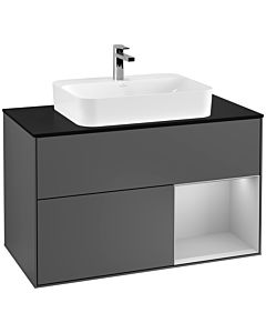 Villeroy und Boch Finion Villeroy und Boch Finion F372GJGK 100cm, cover plate black matt, shelf on the right light gray matt, anthracite matt