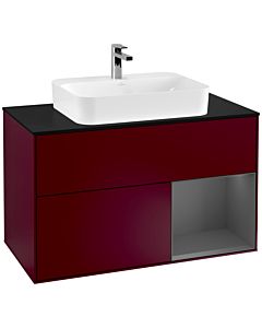 Villeroy und Boch Finion Villeroy und Boch F372GKHB 100cm, plaque de finition noir mat, étagère à droite Anthracite mat, Peony Matt