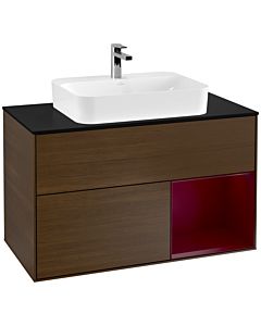 Villeroy und Boch Finion Villeroy und Boch F372HBGN 100cm, plaque de finition noir mat, étagère à droite Peony , placage Peony