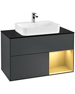 Villeroy und Boch Finion Villeroy und Boch Finion F372HFHG 100cm, cover plate black matt, shelf on the right gold matt, midnight Blue Matt Lacquer