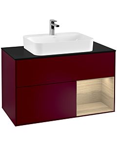 Villeroy und Boch Finion Villeroy und Boch Finion F372PCHB 100cm, cover plate black matt, shelf on the right Oak Veneer , Peony Matt