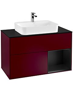 Villeroy und Boch Finion Villeroy und Boch Finion F372PDHB 100cm, cover plate black matt, shelf on the right black matt lacquer, Peony Matt