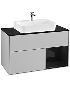 Villeroy und Boch Finion Villeroy und Boch Finion F372PHGJ 100cm, cover plate black matt, shelf on the right Glossy Black Lacquer , light gray matt