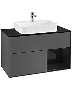 Villeroy und Boch Finion Villeroy und Boch Finion F372PHGK 100cm, cover plate black matt, shelf on the right Glossy Black Lacquer , anthracite matt