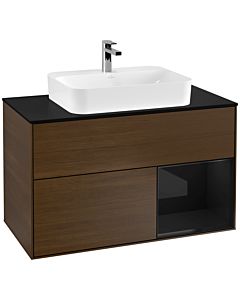 Villeroy und Boch Finion Villeroy und Boch Finion F372PHGN 100cm, cover plate black matt, shelf on the right Glossy Black Lacquer , Glossy Black Lacquer veneer