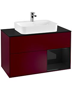 Villeroy und Boch Finion Villeroy und Boch Finion F372PHHB 100cm, cover plate black matt, shelf on the right Glossy Black Lacquer , Peony Matt