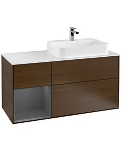 Villeroy und Boch Finion Villeroy und Boch Finion F391GKGN 120cm, cover plate white matt, shelf on the left anthracite matt, walnut veneer