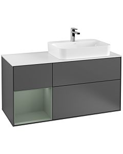 Villeroy und Boch Finion Villeroy und Boch Finion F391GMGK 120cm, cover plate white matt, shelf left Olive Matt Lacquer , anthracite matt