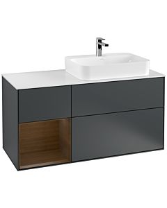 Villeroy und Boch Finion Villeroy und Boch Finion F391GNHG 120cm, cover plate white matt, shelf left Walnut veneer, Midnight Blue Matt Lacquer