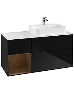 Villeroy und Boch Finion Villeroy und Boch Finion F391GNPH 120cm, cover plate white matt, shelf left Glossy Black Lacquer veneer, Glossy Black Lacquer