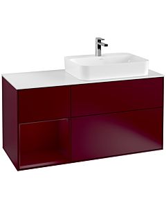 Villeroy und Boch Finion Villeroy und Boch F391HBHB 120cm, plaque de finition blanc mat, étagère à gauche Peony , Peony Matt