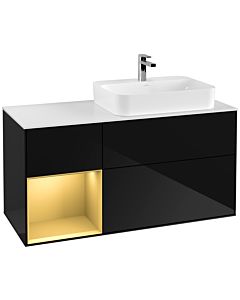 Villeroy und Boch Finion Villeroy und Boch Finion F391HFPH 120cm, cover plate white matt, shelf left gold matt, Glossy Black Lacquer