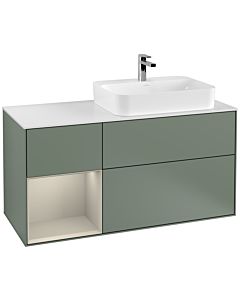 Villeroy und Boch Finion Villeroy und Boch Finion F391HHGM 120cm, cover plate white matt, shelf left Sand Matt Lacquer , Olive Matt Lacquer