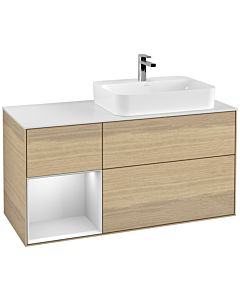Villeroy und Boch Finion Villeroy und Boch Finion F391MTPC 120cm, cover plate white matt, shelf left white matt lacquer, Oak Veneer