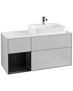 Villeroy und Boch Finion Villeroy und Boch Finion F391PDGJ 120cm, cover plate white matt, shelf left black matt lacquer, light gray matt