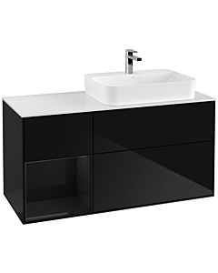 Villeroy und Boch Finion Villeroy und Boch Finion F391PHPH 120cm, cover plate white matt, shelf left Glossy Black Lacquer , Glossy Black Lacquer