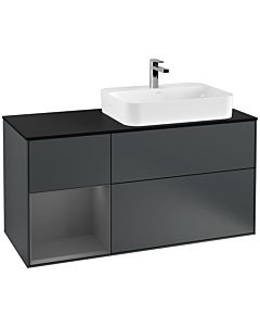 Villeroy und Boch Finion Villeroy und Boch Finion F392GKHG 120cm, cover plate black matt, shelf left anthracite matt, midnight Blue Matt Lacquer