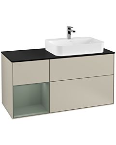 Villeroy und Boch Finion Villeroy und Boch F392GMHH 120cm, plaque de finition noir mat, étagère gauche Olive Matt Lacquer , Sand Matt Lacquer