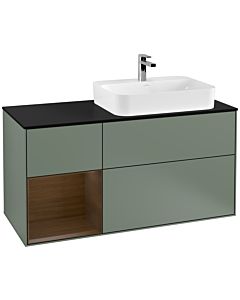 Villeroy und Boch Finion Villeroy und Boch Finion F392GNGM 120cm, cover plate black matt, shelf left Olive Matt Lacquer veneer, Olive Matt Lacquer